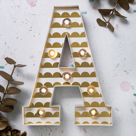 Mini Marquee Letter Light Gold & White A Styled