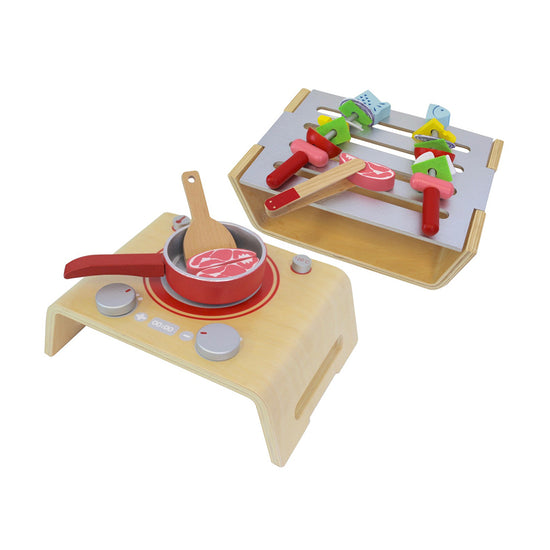 Discoveroo Wooden BBQ & Stove 2-in-1 Pretend Play Set