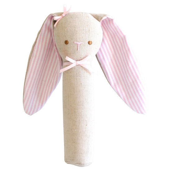 Alimrose Linen Bunny Rattle Pink
