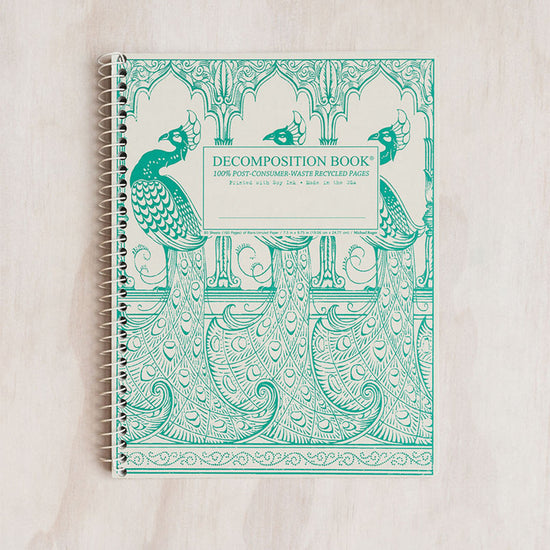 Decomposition Large Spiral Notebook Peacocks